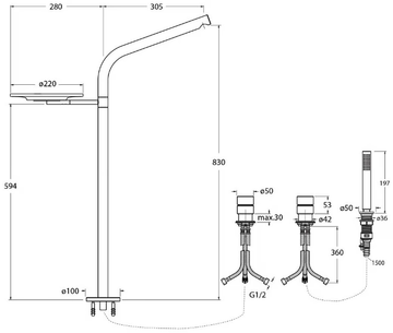 SX CRISX123 - Bathtub mixer with hand shower by CRISTINA Rubinetterie - view 3